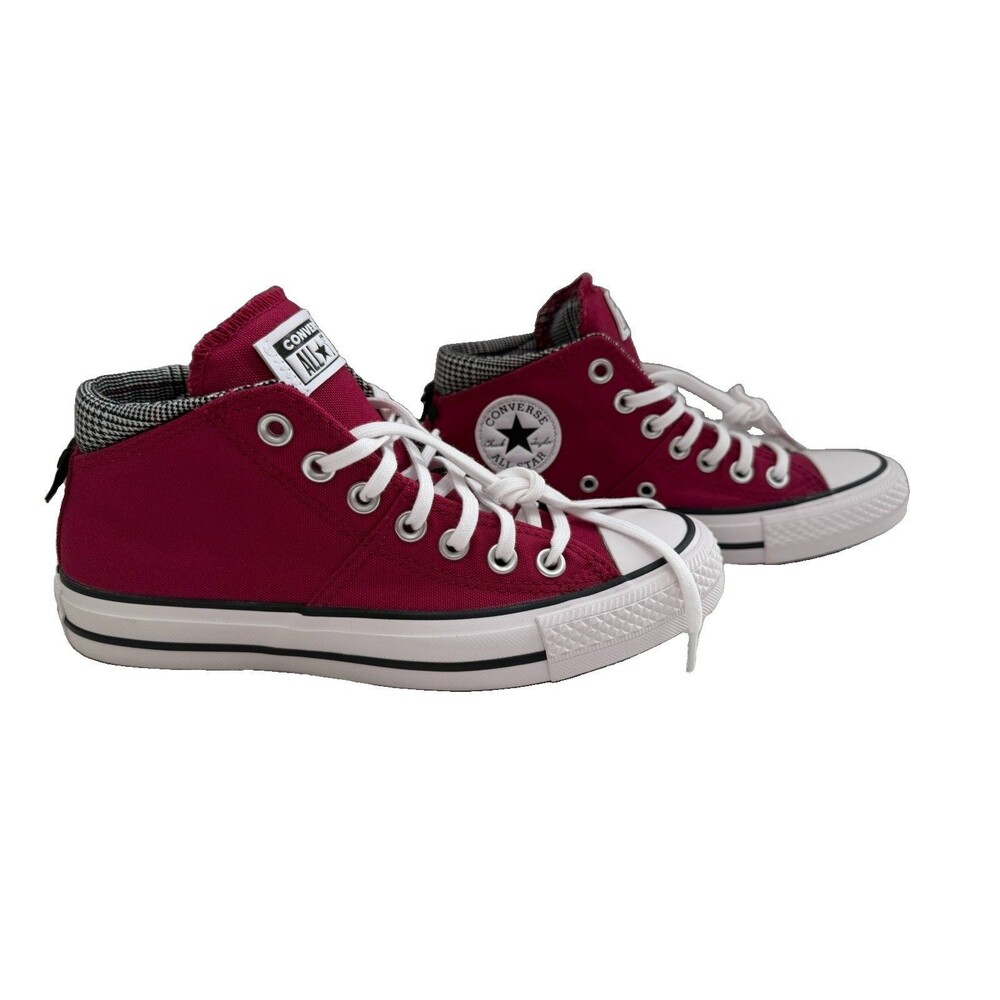 Converse Chuck Taylor All Star Girls Size 6.5 High Top Burgundy Plaid Sneakers